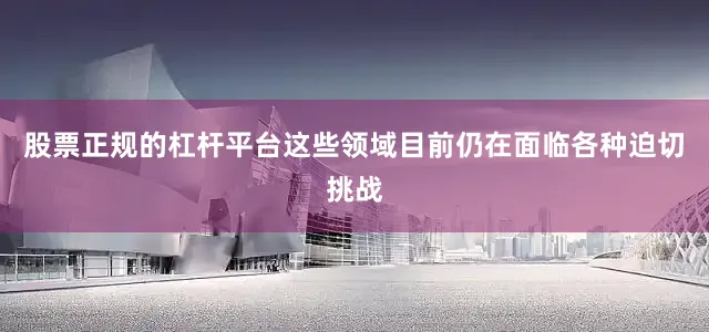 股票正规的杠杆平台这些领域目前仍在面临各种迫切挑战
